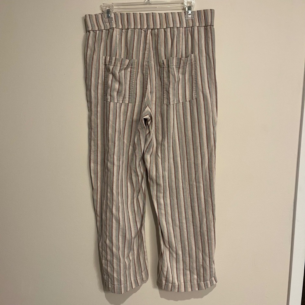 Toad & Co Pants Taj Hemp Stripe Wide Leg Pull On Large Casual Flowy Summer - Picture 3 of 7